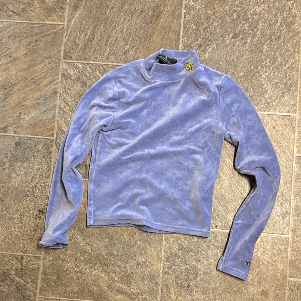 Women's Long Sleeve Velvet Top - Light Purple